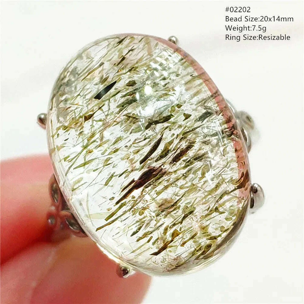 KIMLUD, Natural Black Copper Super Seven Rutilated Quartz Ring 925 Sterling Silver Lucky Jewelry Bead Adjustable Size Woman Men AAAAAA, 02202, KIMLUD APPAREL - Womens Clothes