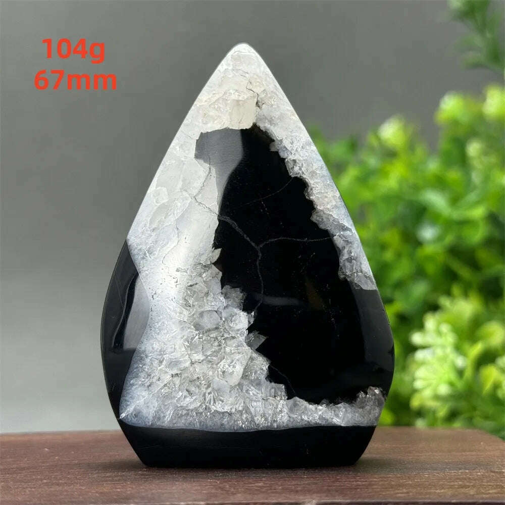 KIMLUD, Natural Crystal Black Onyx Silk Stripes Free Form Torch Healing Reiki Meditation Feng Shui Home Decor Gift, 104g   67mm, KIMLUD APPAREL - Womens Clothes