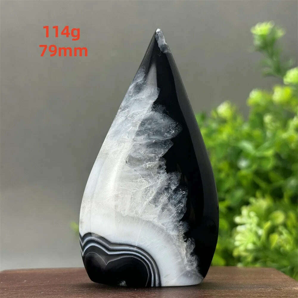 KIMLUD, Natural Crystal Black Onyx Silk Stripes Free Form Torch Healing Reiki Meditation Feng Shui Home Decor Gift, KIMLUD Womens Clothes