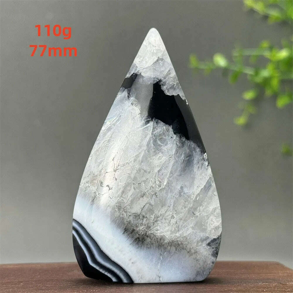 KIMLUD, Natural Crystal Black Onyx Silk Stripes Free Form Torch Healing Reiki Meditation Feng Shui Home Decor Gift, 110g   77mm, KIMLUD APPAREL - Womens Clothes