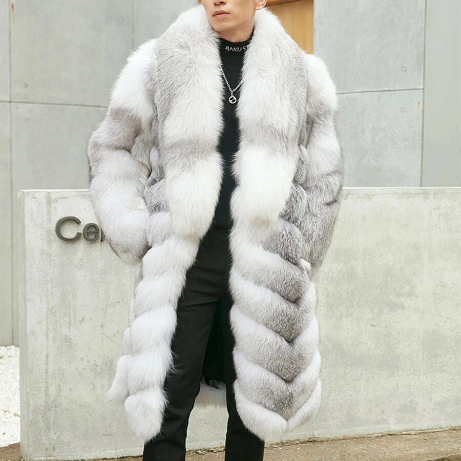 KIMLUD, Natural Fox Fur Clothes Real Fox Fur Coat  Winter Men Big Large Suit Collar Warm Thick Best Selling Styles, 1 / M-BUST-110CM, KIMLUD APPAREL - Womens Clothes