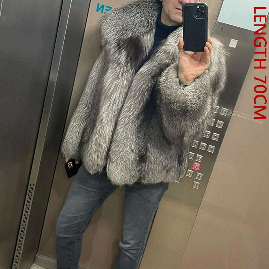 KIMLUD, Natural Fox Fur Clothes Real Fox Fur Coat  Winter Men Big Large Suit Collar Warm Thick Best Selling Styles, 4 / M-BUST-110CM, KIMLUD APPAREL - Womens Clothes