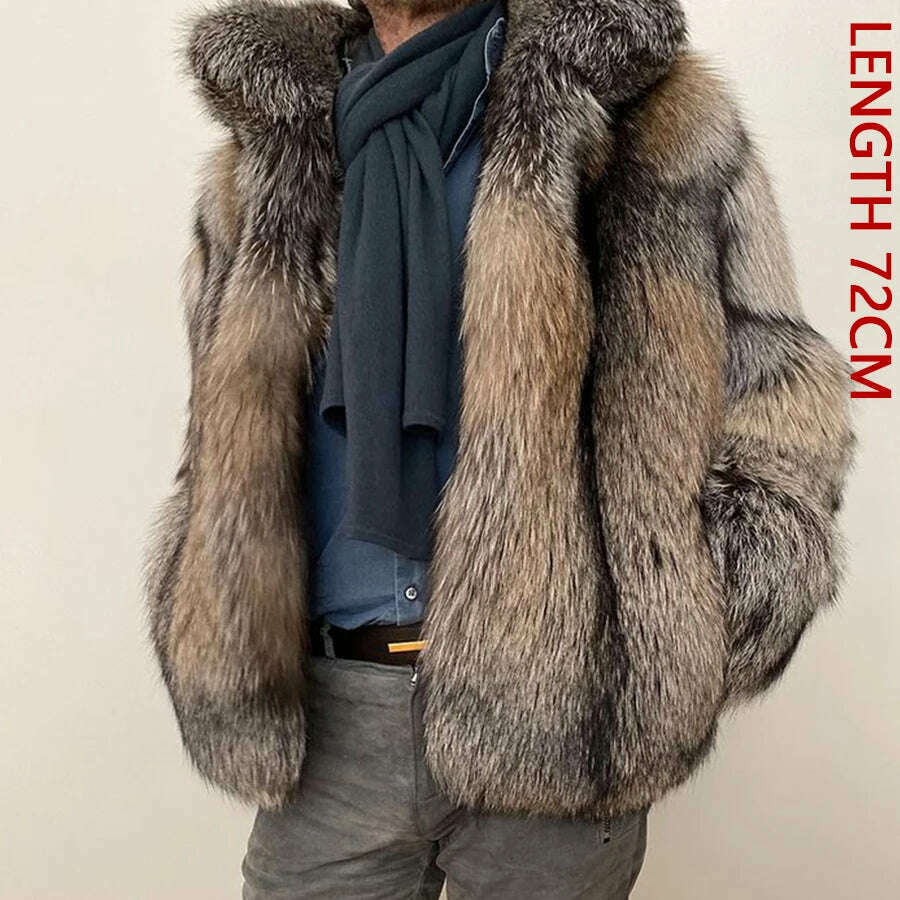 KIMLUD, Natural Fox Fur Clothes Real Fox Fur Coat  Winter Men Big Large Suit Collar Warm Thick Best Selling Styles, 7 / M-BUST-110CM, KIMLUD APPAREL - Womens Clothes