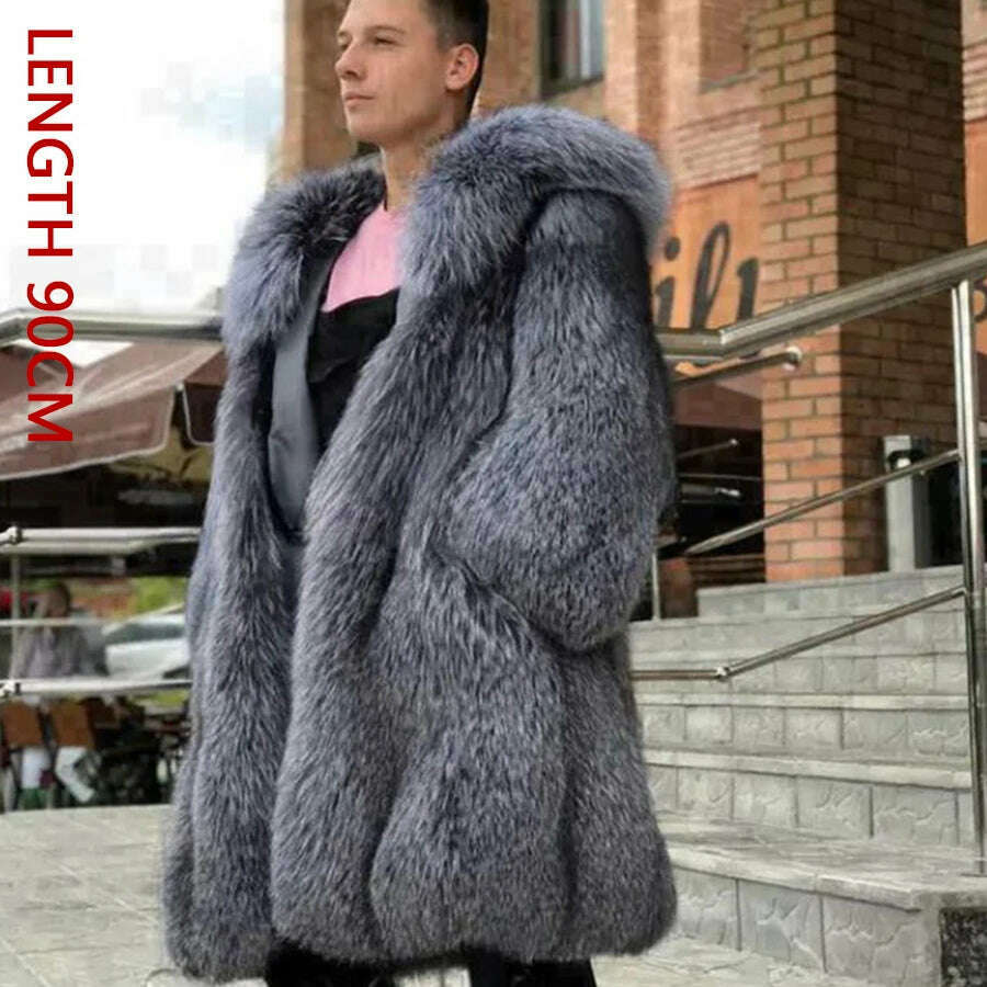 KIMLUD, Natural Fox Fur Clothes Real Fox Fur Coat  Winter Men Big Large Suit Collar Warm Thick Best Selling Styles, 10 / M-BUST-110CM, KIMLUD APPAREL - Womens Clothes