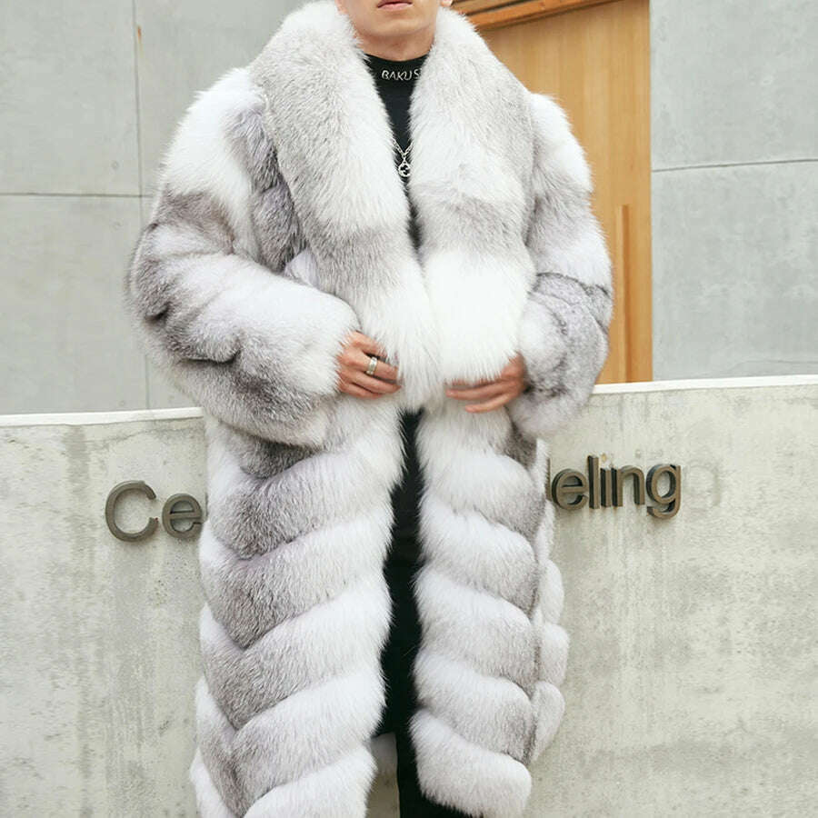 KIMLUD, Natural Fox Fur Clothes Real Fox Fur Coat  Winter Men Big Large Suit Collar Warm Thick Best Selling Styles, KIMLUD Womens Clothes