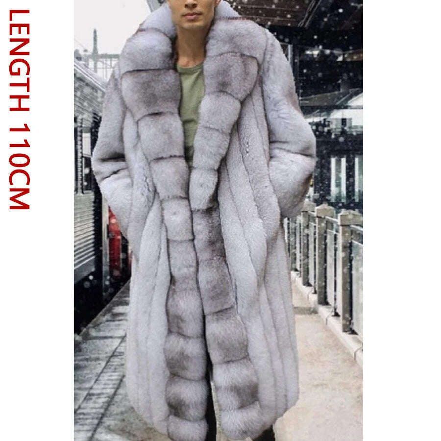 KIMLUD, Natural Fox Fur Clothes Real Fox Fur Coat  Winter Men Big Large Suit Collar Warm Thick Best Selling Styles, 14 / M-BUST-110CM, KIMLUD APPAREL - Womens Clothes