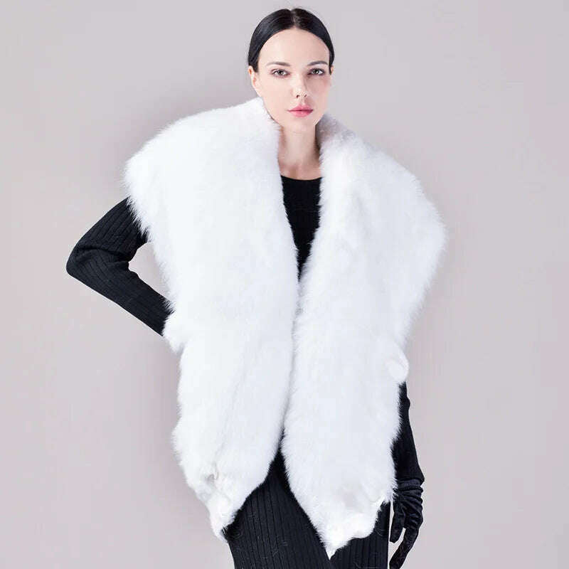 KIMLUD, Natural Fur Fox Whole Skin Scarf Ladies Winter Fashion Retro Luxury Party Women Winter Warm Real Fur Collar Ring S5877, KIMLUD Womens Clothes