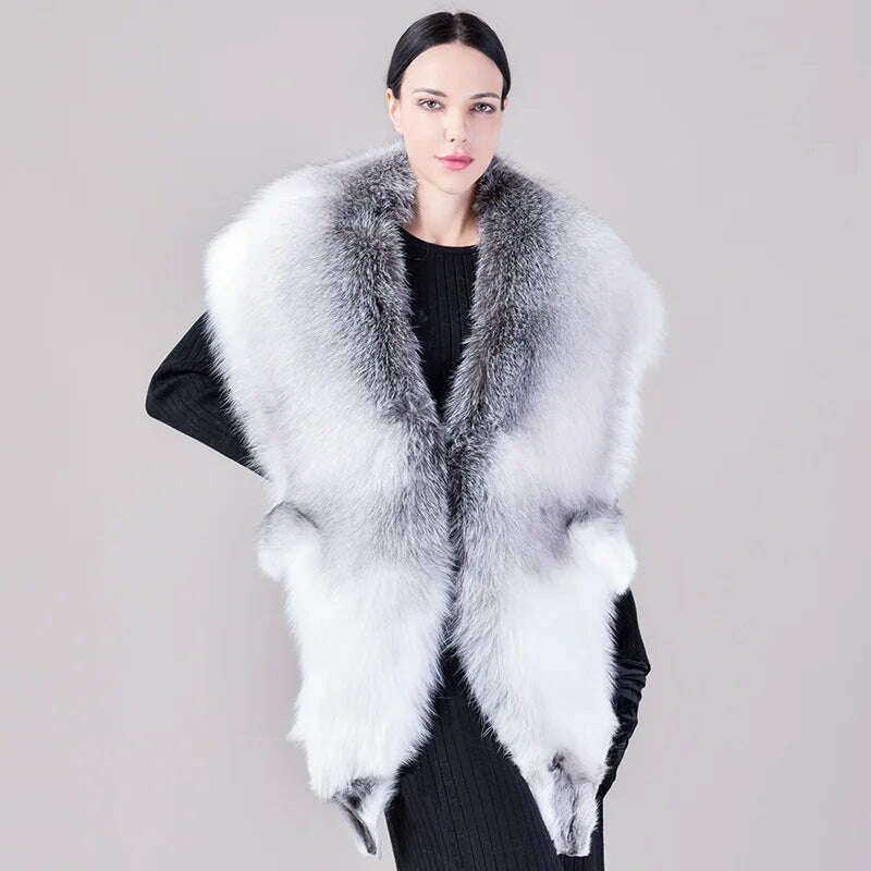 KIMLUD, Natural Fur Fox Whole Skin Scarf Ladies Winter Fashion Retro Luxury Party Women Winter Warm Real Fur Collar Ring S5877, Color 6 / One Size, KIMLUD APPAREL - Womens Clothes