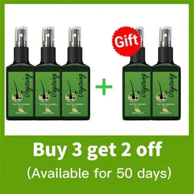 KIMLUD, Natural Ginger Hair Growth Spray Hair Roots Fast Grow Anti Hair Loss Serum Liquid Scalp Damaged Treatment Repair Beauty Health, 5PCS, KIMLUD APPAREL - Womens Clothes