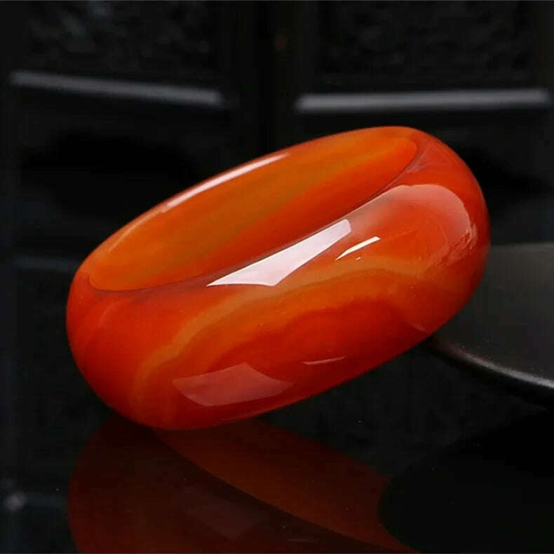 Natural Red Jade Bangle Bracelet Hand-Carved Charm Jewelry Fashion Accessories for Men Women Round Bangle - KIMLUD