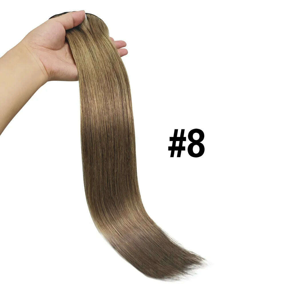 Natural Straight Clip in Hair Extensions Human Hair Seamless Clip in Extensions 100% Unprocessed Full Head Brazilian Virgin Hair - KIMLUD