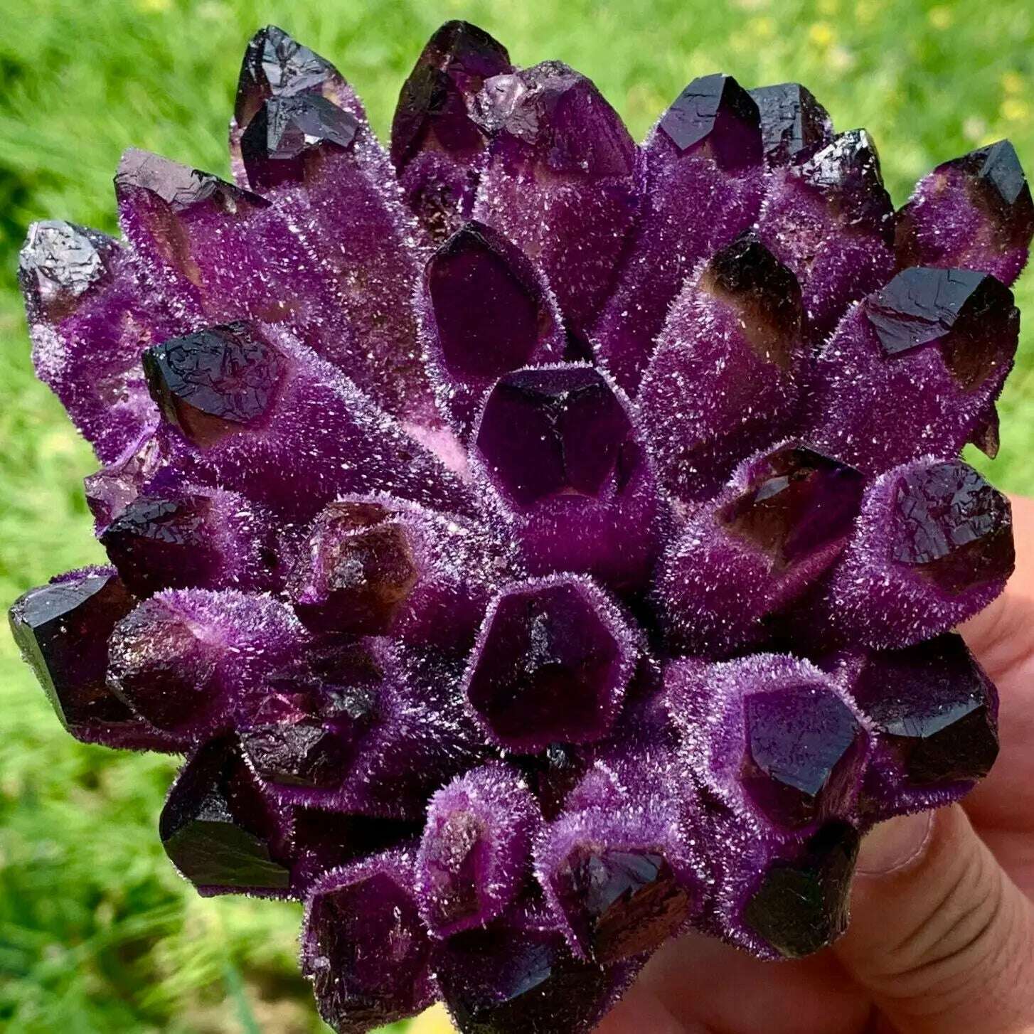 Natural violet Ghost Phantom Quartz Crystal Cluster Healing Specimen - KIMLUD