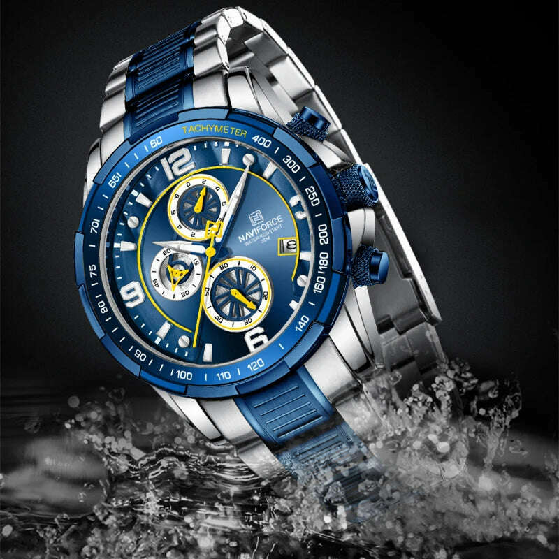 KIMLUD, NAVIFORCE Fashion Big Face Watch for Men High Quality Stainless Steel Luxury Wrist Watch Waterproof Luminous Clock Reloj Hombre, KIMLUD Womens Clothes