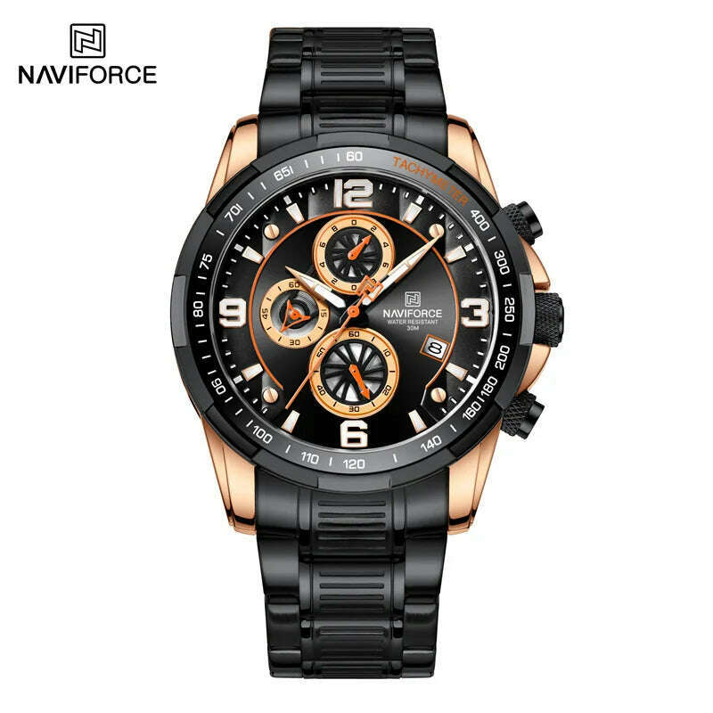 KIMLUD, NAVIFORCE Fashion Big Face Watch for Men High Quality Stainless Steel Luxury Wrist Watch Waterproof Luminous Clock Reloj Hombre, RGB, KIMLUD APPAREL - Womens Clothes