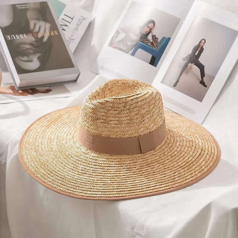 KIMLUD, New 2024 Belt Strap Straw Sun Hat For Women Fashion Vacation Beach UV Hats Summer Wide Brim Travel Panama Hats Outdoor Wholesale, Illustrated Ribbon02, KIMLUD APPAREL - Womens Clothes