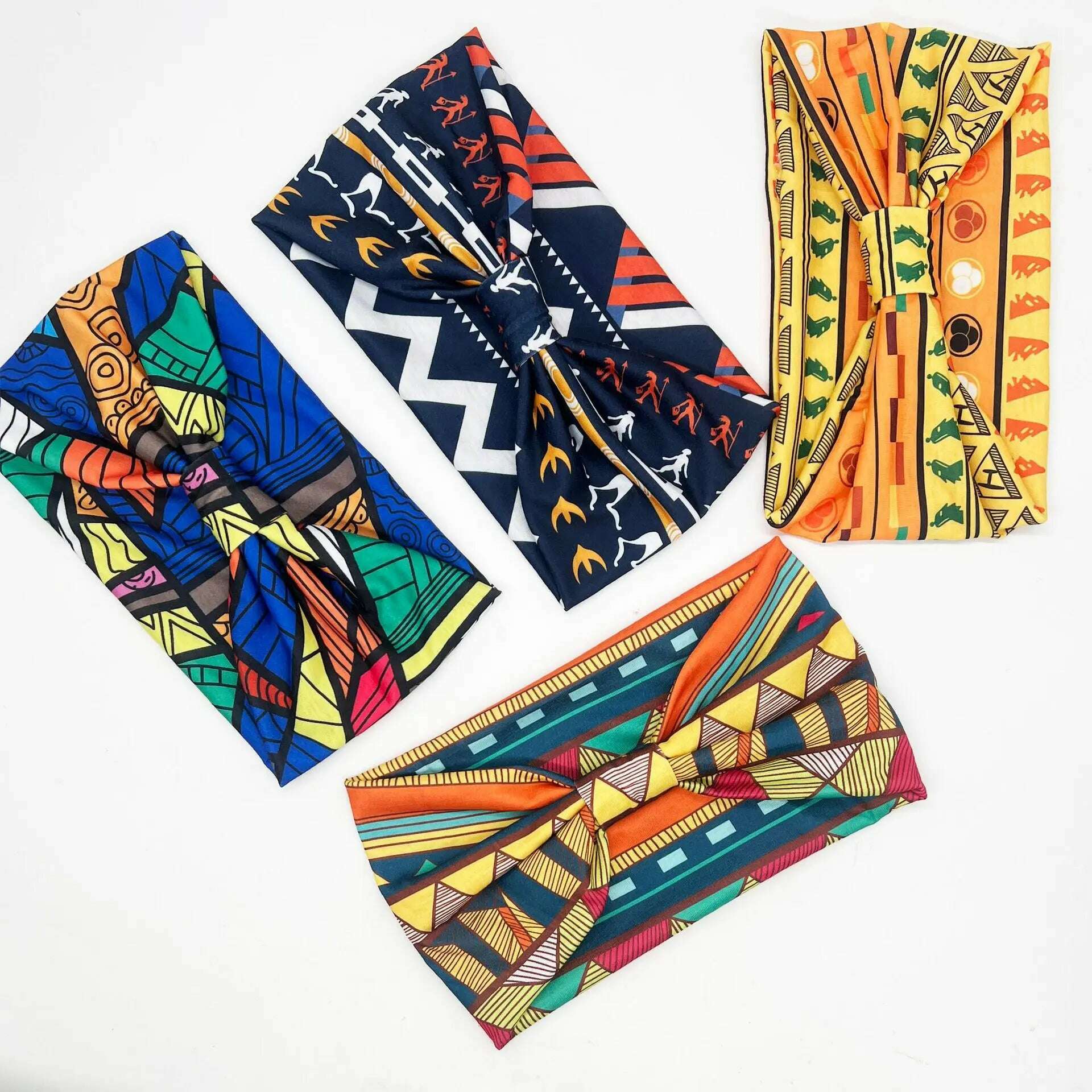 KIMLUD, New African Pattern Print Wide Headband for Women Twist Style Hair Bandanas Head Wrap Elastic  Headwear Turban Girls Accessories, KIMLUD Womens Clothes