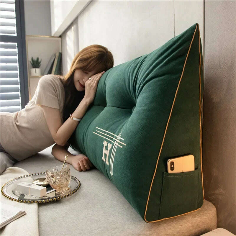 KIMLUD, New Arrival Bedside Cushion Nordic Removable Triangular Bed Backrests Large Pillows For Coussin Headboard Pillow Cushions, KIMLUD Womens Clothes