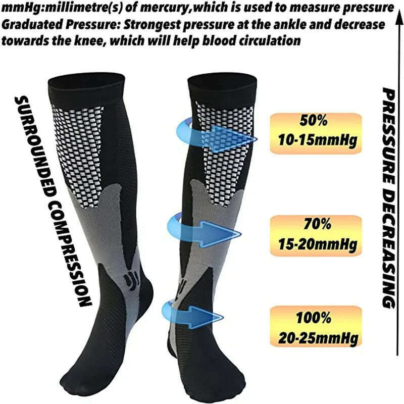 KIMLUD, New Arrival Stockings Compression Golf Sport Socks Medical Nursing Stockings Prevent Varicose Veins Socks Fit For Rugby Socks, KIMLUD Womens Clothes