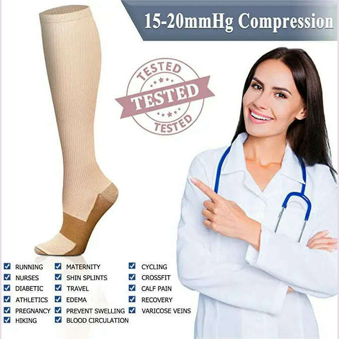 KIMLUD, New Arrival Stockings Compression Golf Sport Socks Medical Nursing Stockings Prevent Varicose Veins Socks Fit For Rugby Socks, KIMLUD Womens Clothes