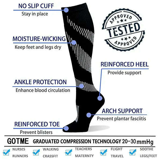 KIMLUD, New Arrival Stockings Compression Golf Sport Socks Medical Nursing Stockings Prevent Varicose Veins Socks Fit For Rugby Socks, KIMLUD Womens Clothes