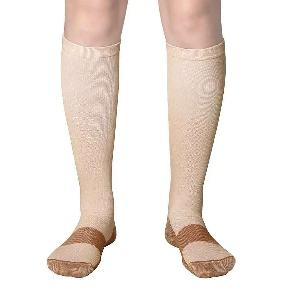 KIMLUD, New Arrival Stockings Compression Golf Sport Socks Medical Nursing Stockings Prevent Varicose Veins Socks Fit For Rugby Socks, YS1004-Skin / S-M EU 35-41, KIMLUD APPAREL - Womens Clothes