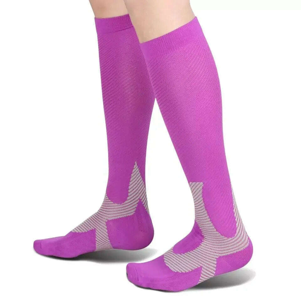 KIMLUD, New Arrival Stockings Compression Golf Sport Socks Medical Nursing Stockings Prevent Varicose Veins Socks Fit For Rugby Socks, YS009-Purple / L-XL EU 41-45, KIMLUD APPAREL - Womens Clothes