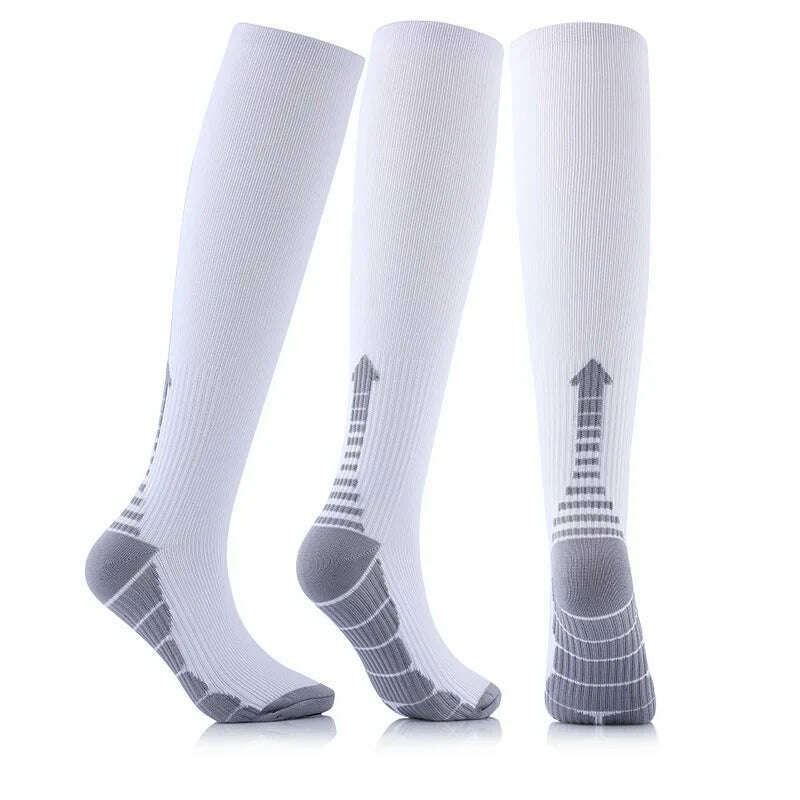 KIMLUD, New Arrival Stockings Compression Golf Sport Socks Medical Nursing Stockings Prevent Varicose Veins Socks Fit For Rugby Socks, YS031-WHGY / S-M EU 35-41, KIMLUD APPAREL - Womens Clothes