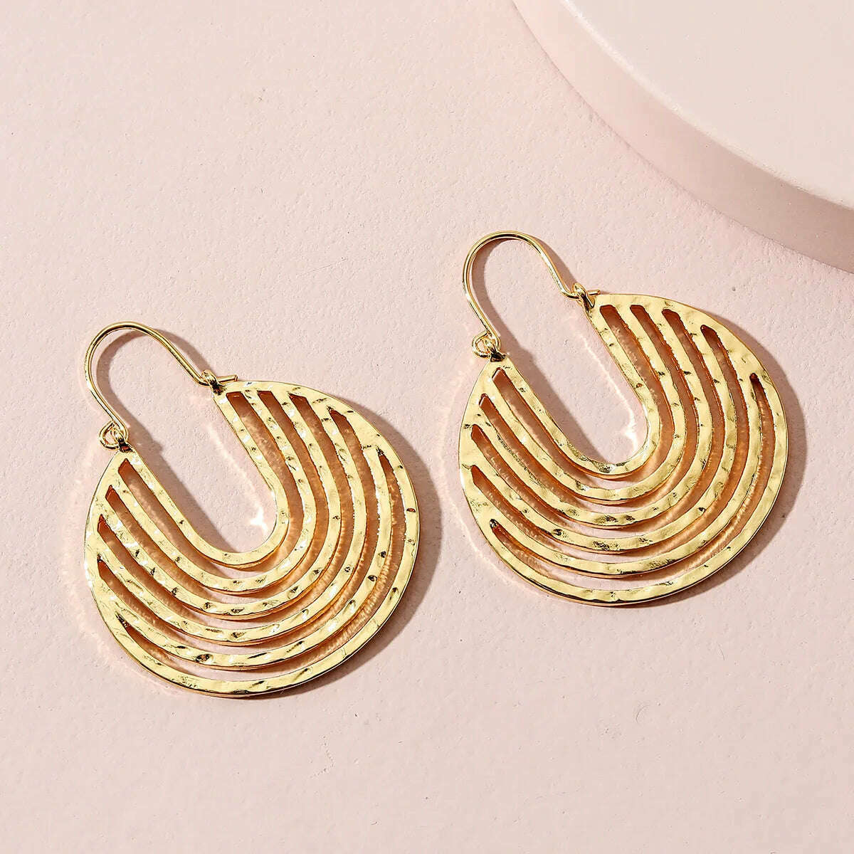 New Arrival Unique Women Big Hollow U Shaped Earrings Hyperbole Statement Hoop Earing - KIMLUD