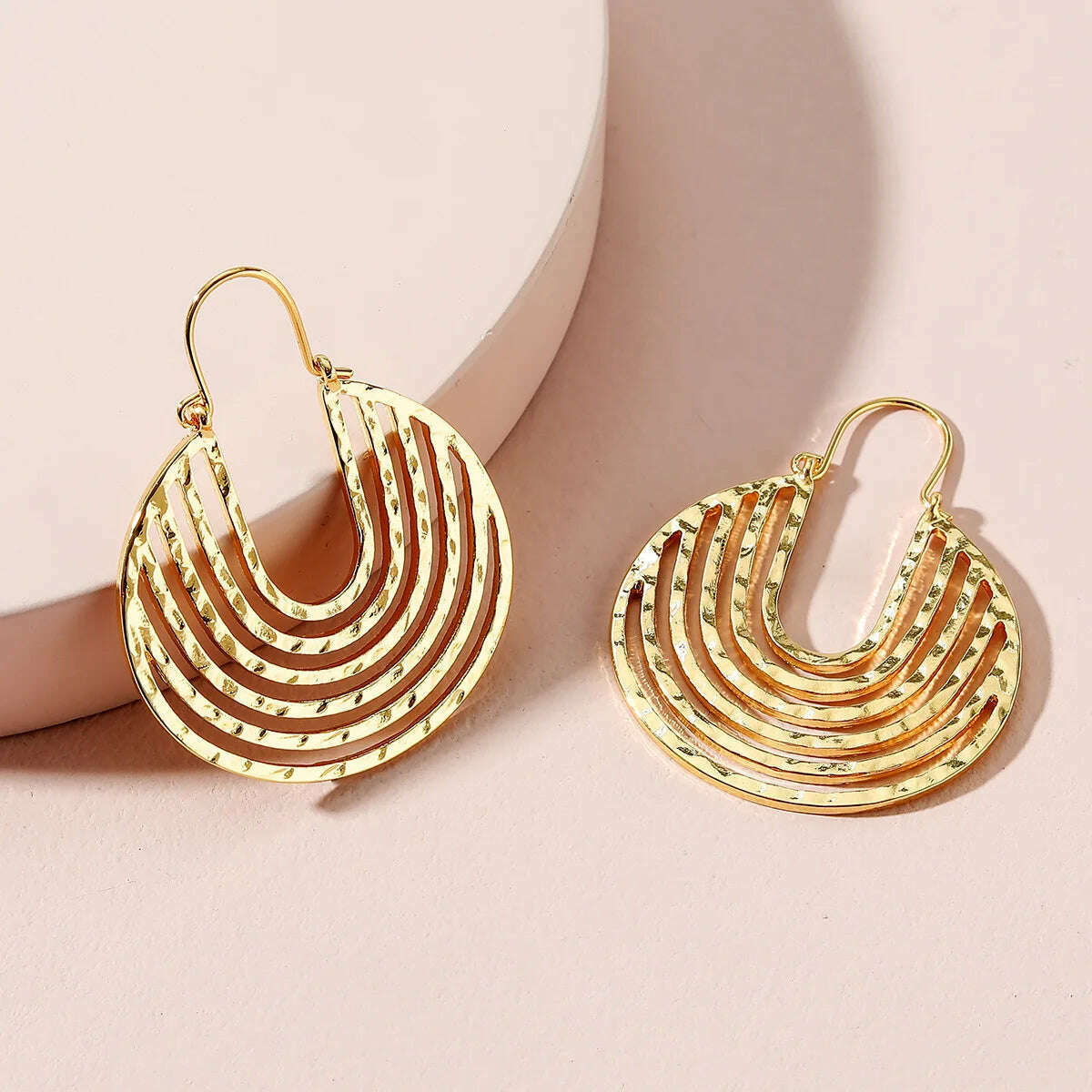 KIMLUD, New Arrival Unique Women Big Hollow U Shaped Earrings Hyperbole Statement Hoop Earing, Gold-color, KIMLUD APPAREL - Womens Clothes