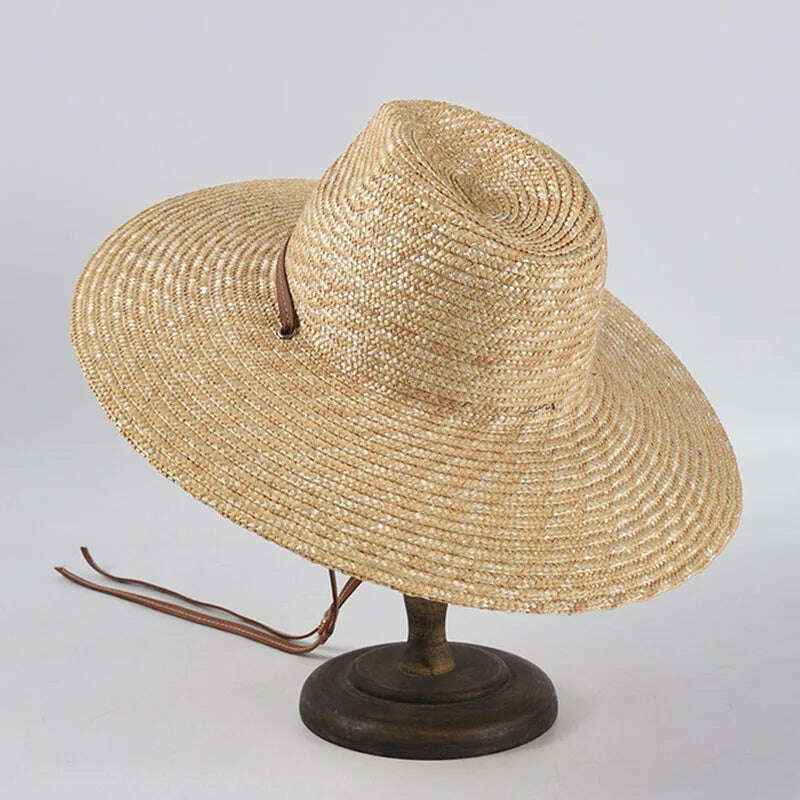 KIMLUD, New Belt Strap Straw Sun Hat For Women Fashion Vacation Beach UV Hats WideBrim Panama Hats Outdoor Wholesale, KIMLUD Womens Clothes