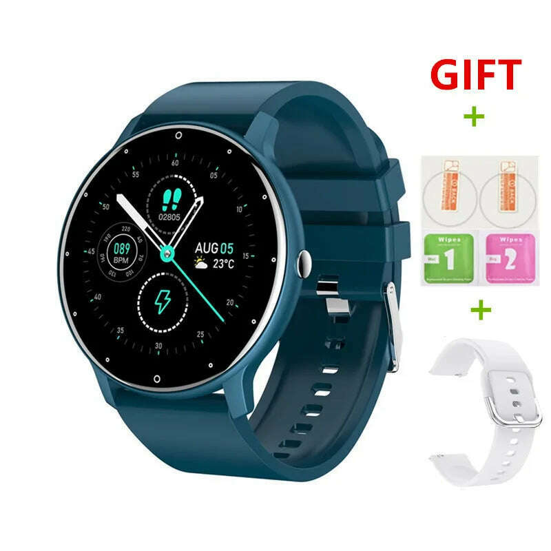 KIMLUD, New Bluetooth Call Smart Watch Men Fitness Tracker Heart Rate Sleep Monitoring Sport Waterproof Smartwatch Women For Android IOS, Blue A / CHINA, KIMLUD APPAREL - Womens Clothes