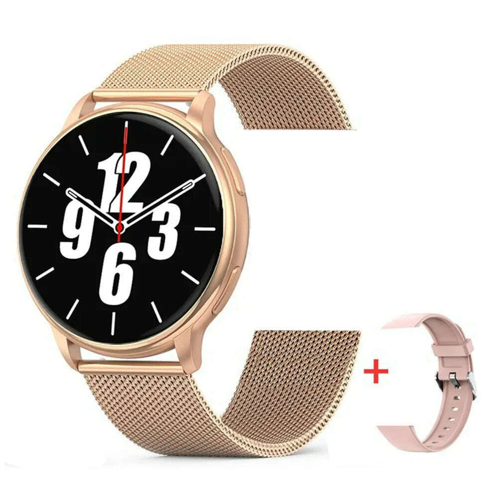 KIMLUD, New Bluetooth Call Smart Watch Women 360*360 Custom Dial Smart Watches Women Men Sport Fitness Tracker Heart Rate Smartwatch G35, Pink Milan / With Retail Box, KIMLUD APPAREL - Womens Clothes