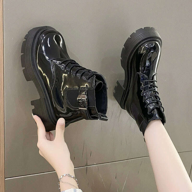 KIMLUD, New British Style Princess Anime Student Cosplay PU Leather Shoes Women Japanese Party Korean Cute College School Single Boots, KIMLUD Womens Clothes