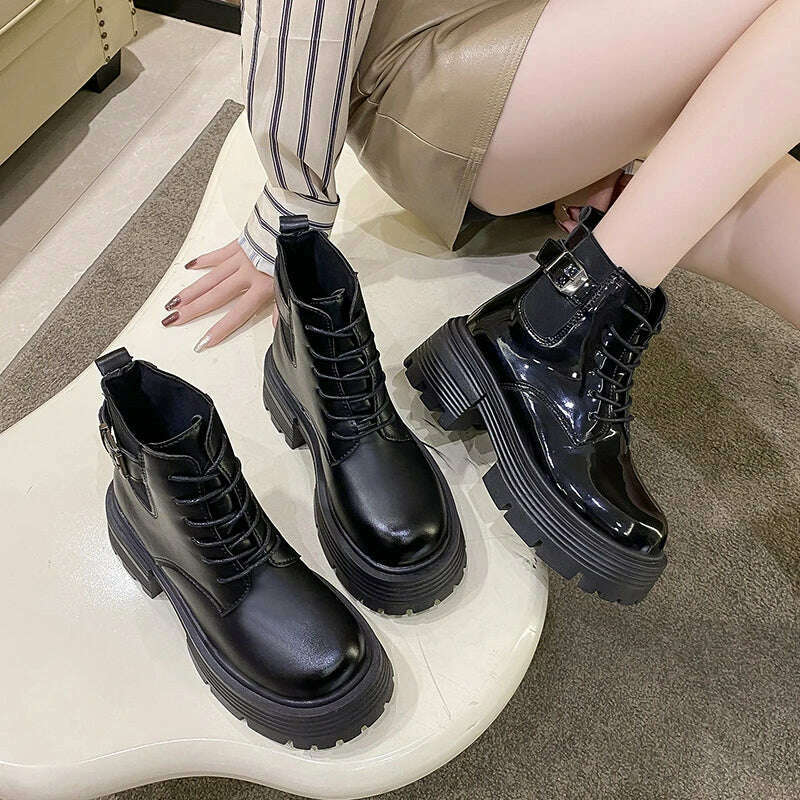 KIMLUD, New British Style Princess Anime Student Cosplay PU Leather Shoes Women Japanese Party Korean Cute College School Single Boots, KIMLUD Womens Clothes