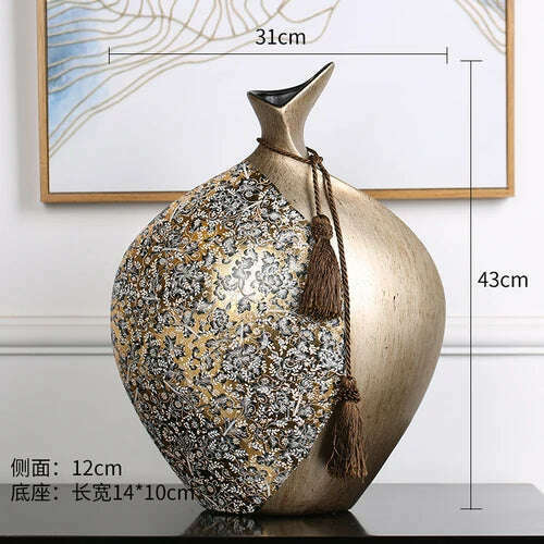 KIMLUD, New Chinese-style Home Decoration Ceramics Vase Living Room Decoration TV Cabinet Porch Model Room Decoration Luxury Decals, Resin  43cm, KIMLUD APPAREL - Womens Clothes