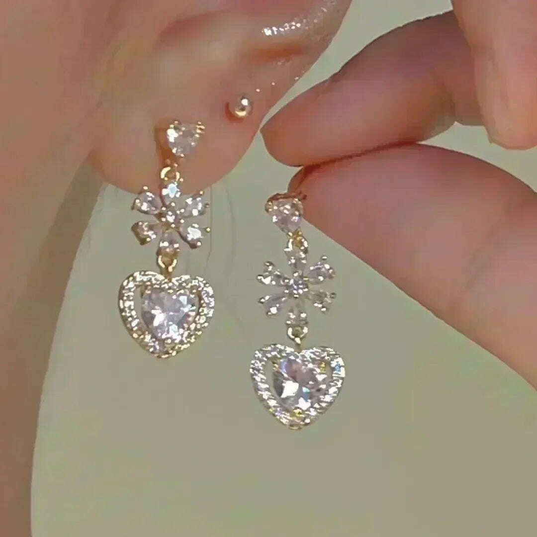 New Exquisite Bow Studded Zirconia Tassel Earrings for Women Luxurious Stylish Prom Accessories Party Jewelry Anniversary Gifts - KIMLUD