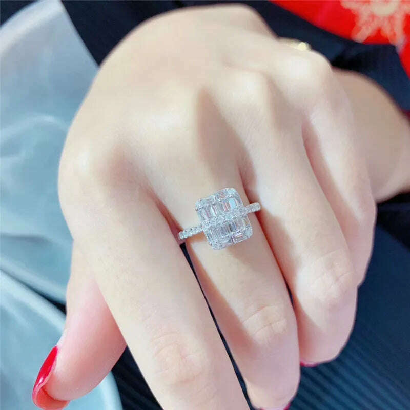 KIMLUD, New Fashion Crystal Engagement Claw Design Female Ring AAAA White Zircon Elegant Ring Female Silver Wedding Jewelry Bridal Ring, 7, KIMLUD APPAREL - Womens Clothes