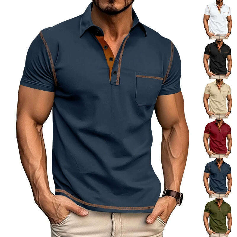 KIMLUD, New high quality Summer Men's polo shirt zipper Stylish, casual, Business T-shirt Sports Breathable top print, KIMLUD Womens Clothes