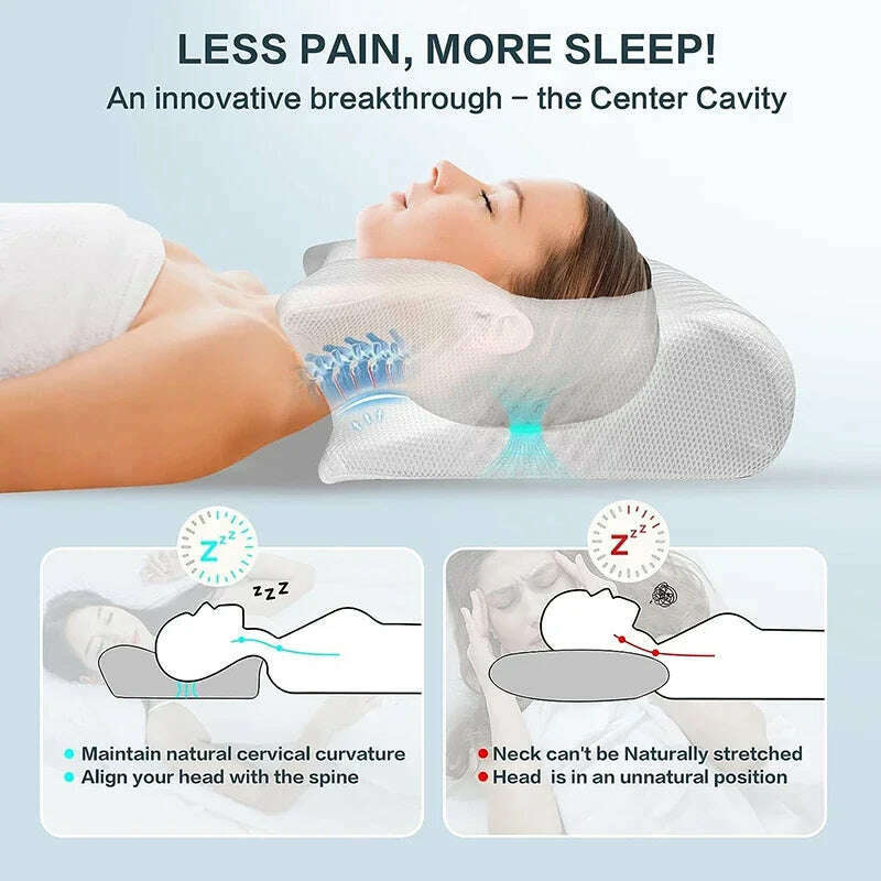 KIMLUD, New Memory Foam Cervical Pillow, 2 in 1 Ergonomic Contour Orthopedic Pillow for Neck Pain, Contoured Support Pillows,Neck Pillow, KIMLUD Womens Clothes