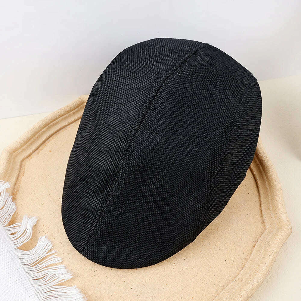 KIMLUD, New Men Berets Spring Autumn Winter British Style Newsboy Beret Hat Retro England Hats Male Hats Peaked Painter Caps for Dad, black, KIMLUD APPAREL - Womens Clothes