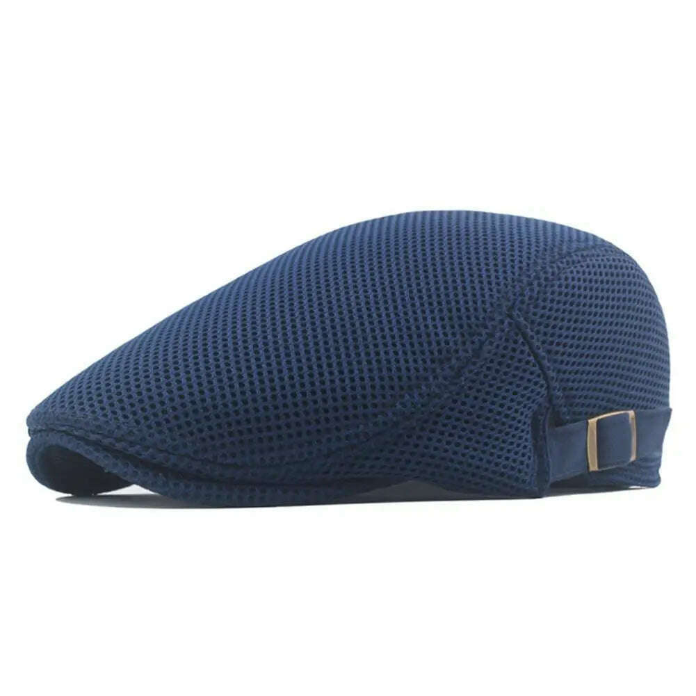 KIMLUD, New Men Berets Spring Autumn Winter British Style Newsboy Beret Hat Retro England Hats Male Hats Peaked Painter Caps for Dad, Navy Blue, KIMLUD APPAREL - Womens Clothes