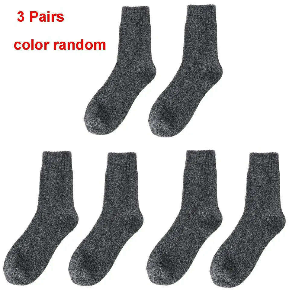 KIMLUD, New Men's Wool Socks Stripe Casual Calcetines Hombre Thick Cotton Socks Winter Warm Socks Male Soft Skin-friendly, -3pairs-, KIMLUD APPAREL - Womens Clothes