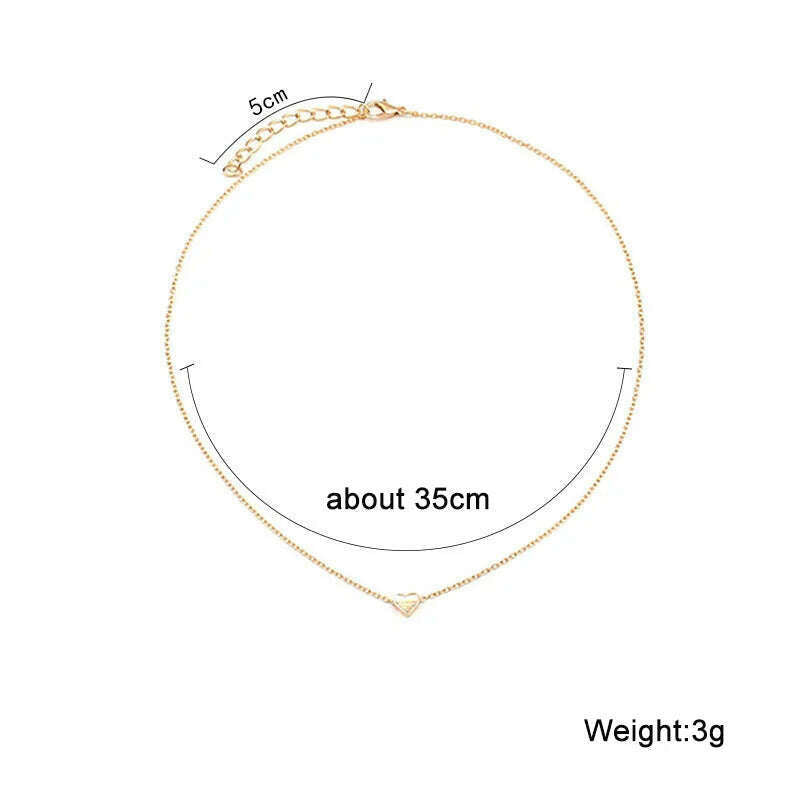 KIMLUD, New Minimalist Clavicle Necklaces for Women Tiny Heart LOVE Necklaces Dainty Fashion Jewelry Beach Summer Collares Bijoux, KIMLUD Womens Clothes