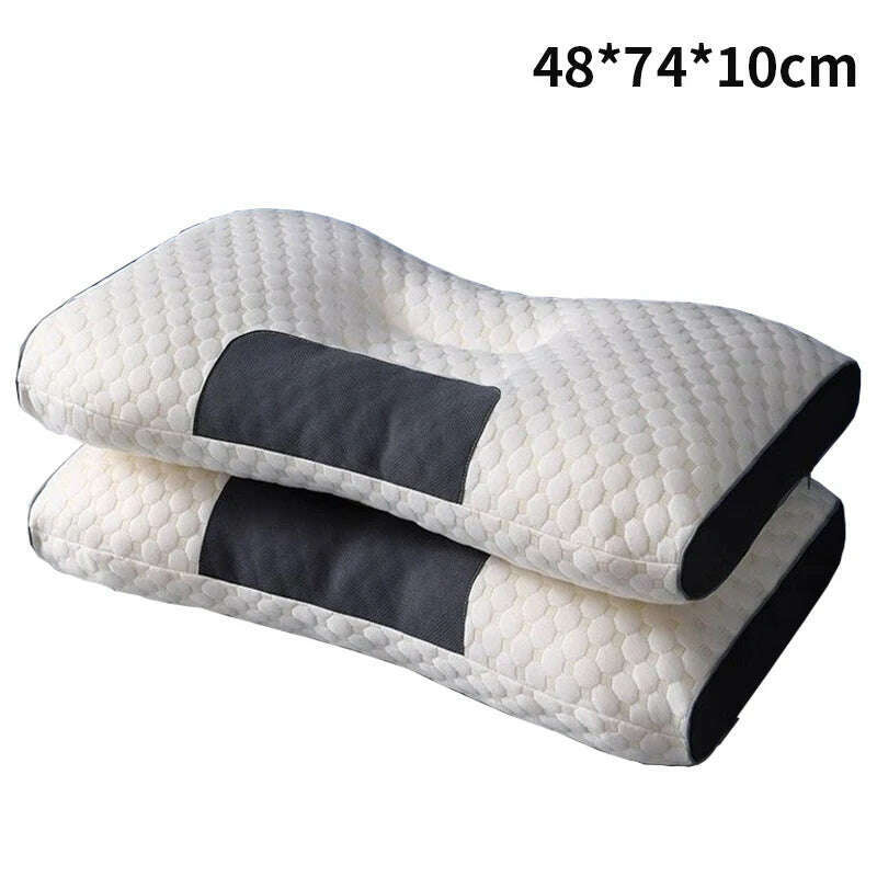 New Neck Pillow Help Sleep And Protect The Neck Cervical Orthopedic Household Soybean Fiber Massage SPA Pillow For Sleeping - KIMLUD