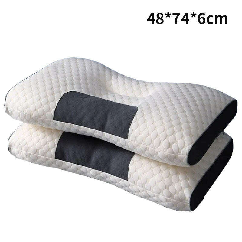 New Neck Pillow Help Sleep And Protect The Neck Cervical Orthopedic Household Soybean Fiber Massage SPA Pillow For Sleeping - KIMLUD