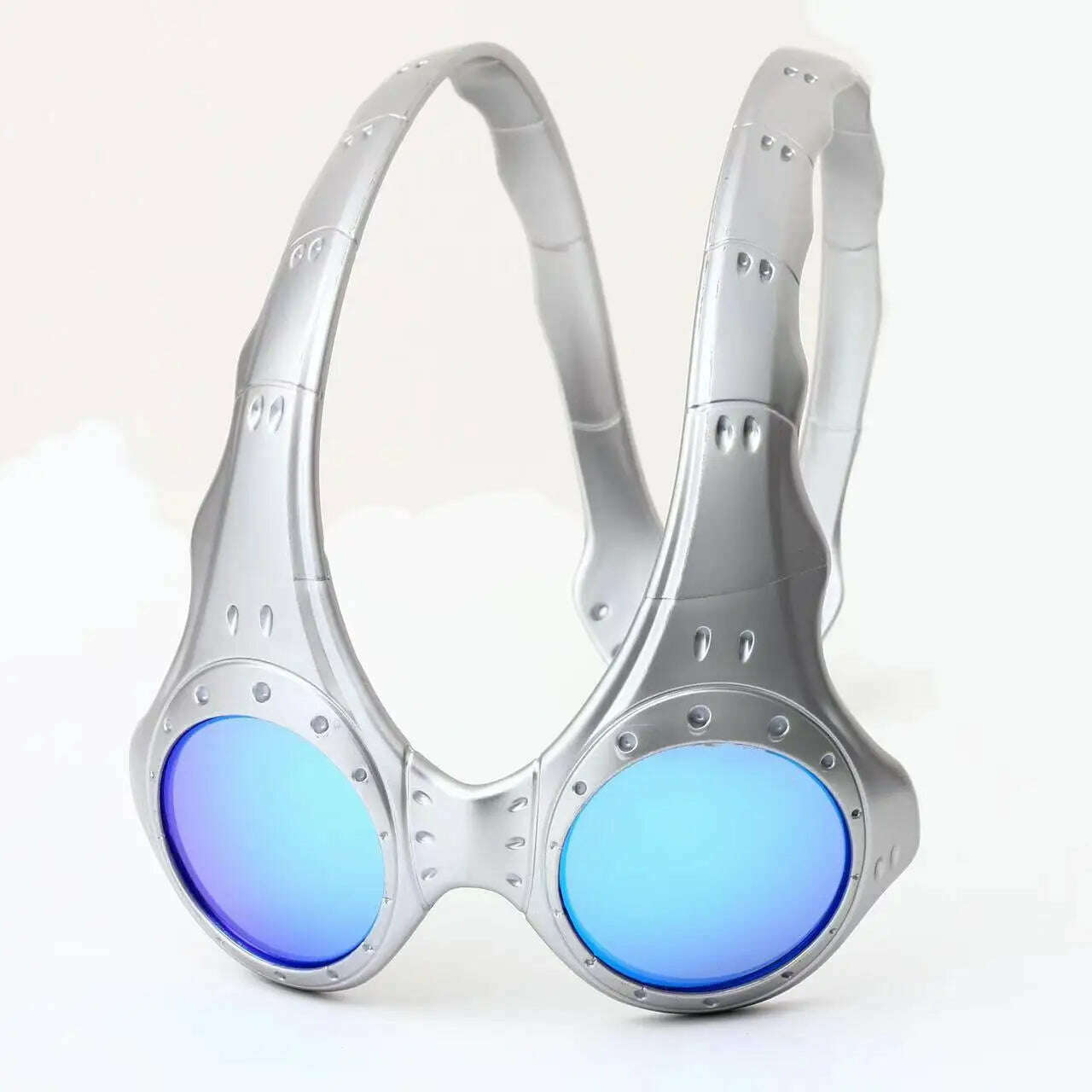 KIMLUD, New Opposite Sex Circular Men's And Women's Technological Sunglasses Trend Men's Y2K Ppersonalized Driving Mirror Alien Goggles, Blue / UV400, KIMLUD Womens Clothes