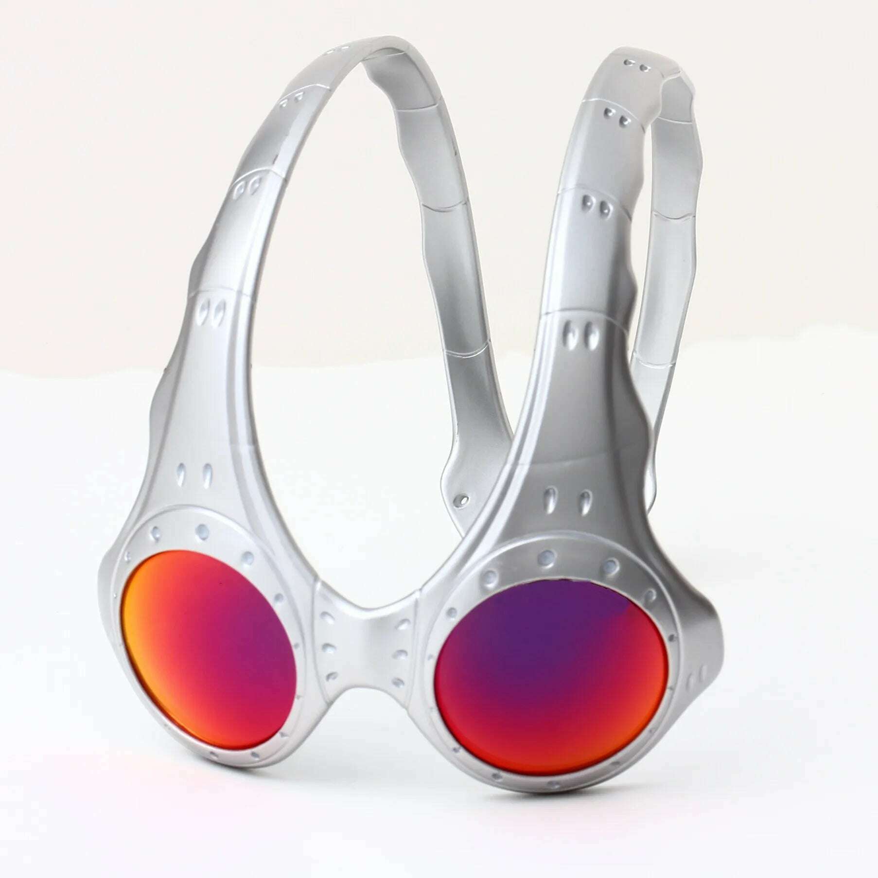 KIMLUD, New Opposite Sex Circular Men's And Women's Technological Sunglasses Trend Men's Y2K Ppersonalized Driving Mirror Alien Goggles, Red / UV400, KIMLUD Womens Clothes