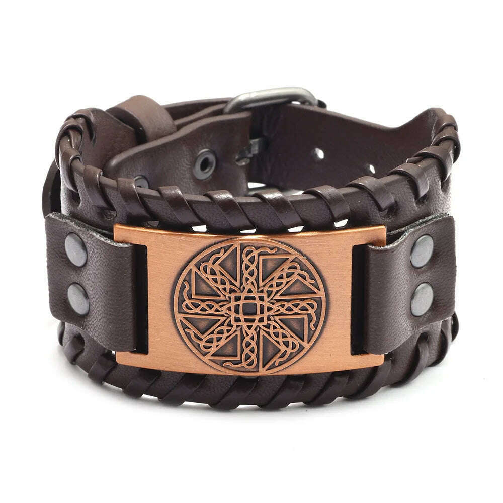 KIMLUD, New Retro Wide Leather Pirate Compass Bracelet Men's Bracelet Celtic Viking Jewelry Compass Bracelet Accessories Party Gifts, C 2 / China, KIMLUD APPAREL - Womens Clothes