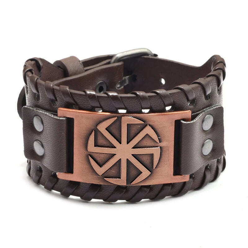 KIMLUD, New Retro Wide Leather Pirate Compass Bracelet Men's Bracelet Celtic Viking Jewelry Compass Bracelet Accessories Party Gifts, A 10 / China, KIMLUD APPAREL - Womens Clothes