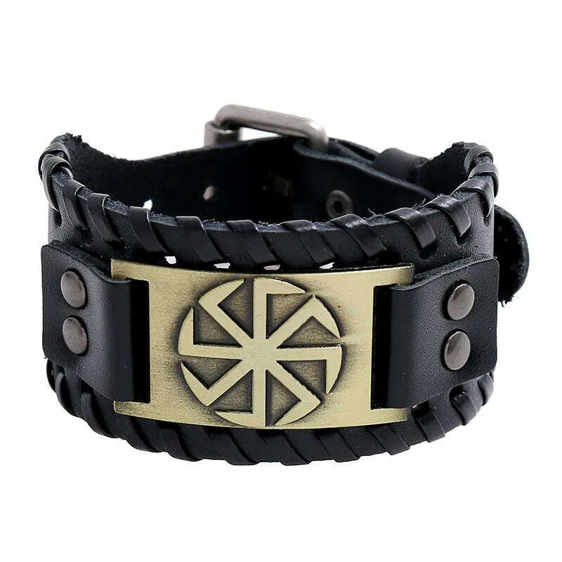 KIMLUD, New Retro Wide Leather Pirate Compass Bracelet Men's Bracelet Celtic Viking Jewelry Compass Bracelet Accessories Party Gifts, B 9 / China, KIMLUD APPAREL - Womens Clothes